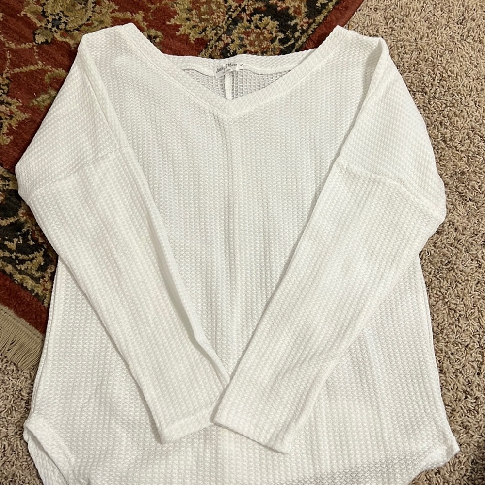 Women's White Long Sleeve Top